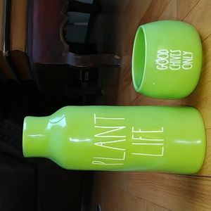 Rae Dunn vase & planter green set - like new